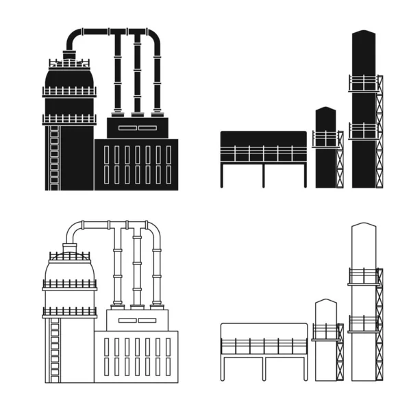 Ilustração vetorial do logotipo da produção e da estrutura. Coleção de produção e tecnologia ilustração vetor de estoque . — Vetor de Stock