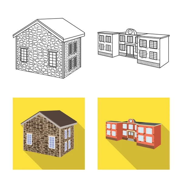 Isoliertes Objekt der Fassade und des Wohnungssymbols. Fassaden- und Infrastruktur-Vektor-Illustration. — Stockvektor