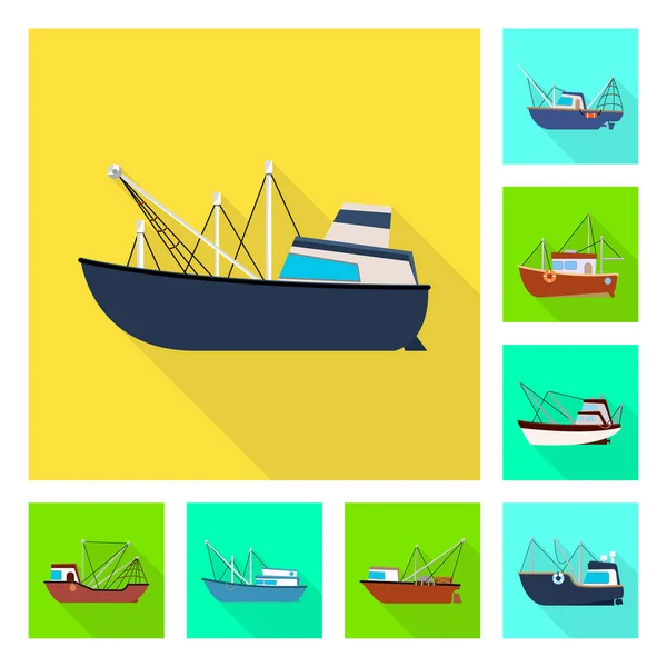 Vector design of transport and industrial icon. Set of transport and yacht stock vector illustration. — 스톡 벡터