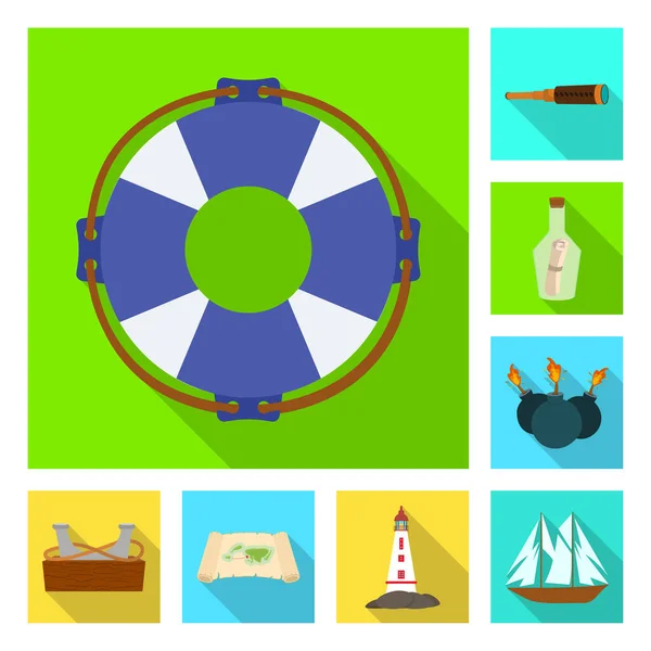 Vector design of travel and attributes logo. Collection of travel and seafaring vector icon for stock. — 图库矢量图片