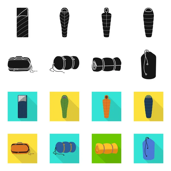 Illustration vectorielle de couverture et symbole de camping. Ensemble d'icône vectorielle couverture et équipement pour stock . — Image vectorielle