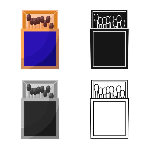 Isolerat föremål av tändsticksask och box ikon. Grafisk av tändsticksask och utrustning stock symbol för webben. — Stock vektor