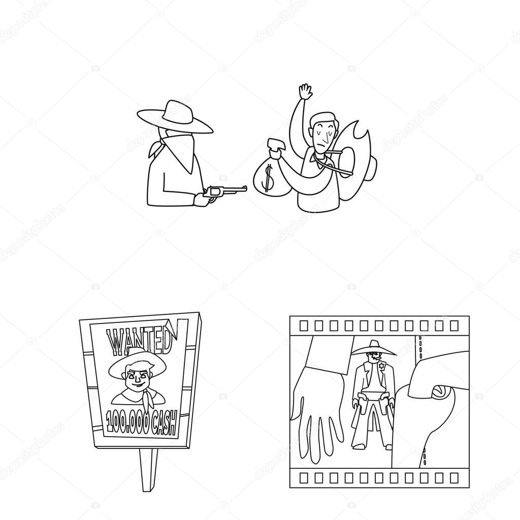 Vector design of western and american sign. Collection of western and farm vector icon for stock.