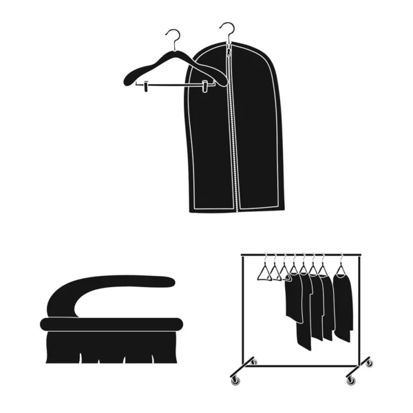 Illustrazione vettoriale di lavanderia e simbolo pulito. Set di icona vettoriale lavanderia e vestiti per magazzino . — Vettoriale Stock