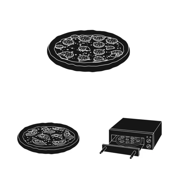 Diseño vectorial de pizza y letrero de comida. Colección de pizza y ícono de vectores italia para stock . — Archivo Imágenes Vectoriales