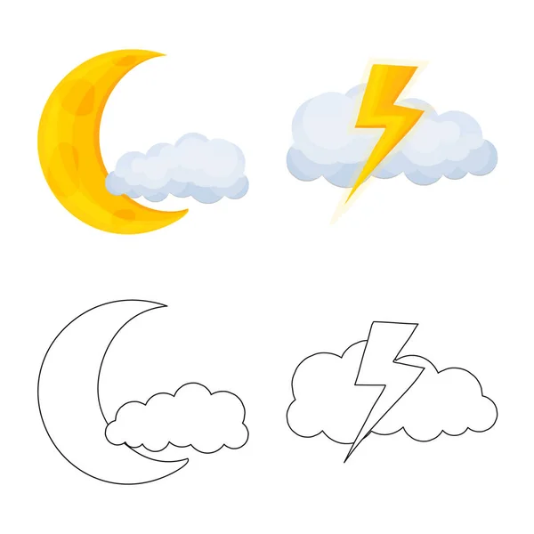 Illustrazione vettoriale del clima e del segno climatico. Serie di meteo e nubi stock illustrazione vettoriale . — Vettoriale Stock