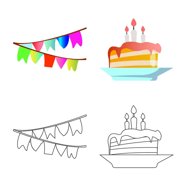 Objeto aislado de fiesta e icono de cumpleaños. Colección de fiesta y celebración símbolo de stock para la web . — Vector de stock