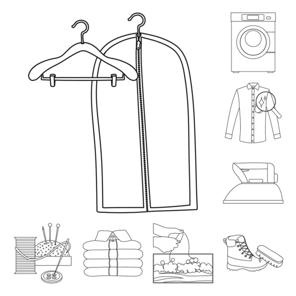 Ilustração vetorial de lavanderia e ícone limpo. Coleção de lavanderia e roupas estoque vetor ilustração . — Vetor de Stock