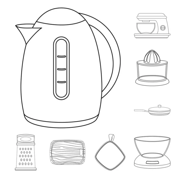 Vector ontwerp van de keuken en cook pictogram. Set van keuken- en apparatenbouw voorraad vectorillustratie. — Stockvector