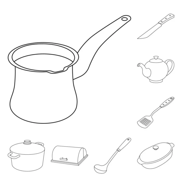 Oggetto isolato di cucina e cuoco simbolo. Set di illustrazione vettoriale cucina ed elettrodomestici . — Vettoriale Stock