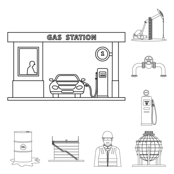 Objeto aislado del icono del petróleo y el gas. Conjunto de aceite y aceite icono vector para stock . — Vector de stock