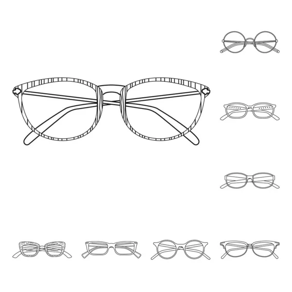 Na białym tle obiekt okulary i ramki ikony. Okulary i akcesoria symbol giełdowy dla sieci web. — Wektor stockowy