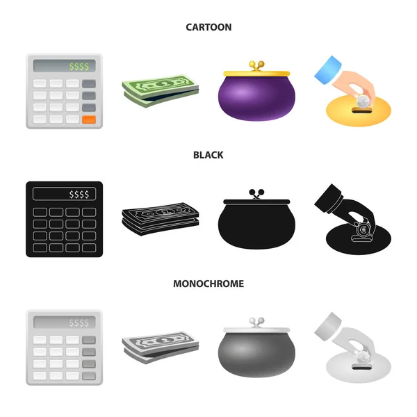 Vectorillustratie van pictogram bank en geld. Set van bank en bill vector pictogram voor voorraad. — Stockvector