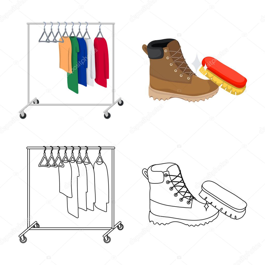 Vector design of laundry and clean logo. Set of laundry and clothes stock symbol for web.