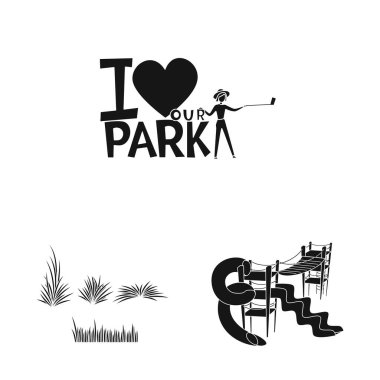 Kamu ve rahatlama ikonunun vektör illüstrasyonu. Stok için kamu ve park vektör simgesi koleksiyonu.