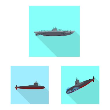 Askeri ve nükleer simge vektör illüstrasyon. Askeri ve gemi stok vektör illüstrasyon seti.