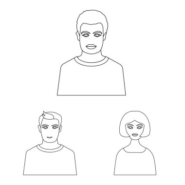 Karakter ve avatar simgesinin vektör çizimi. Stok için karakter ve kişi vektör simgesi kümesi.