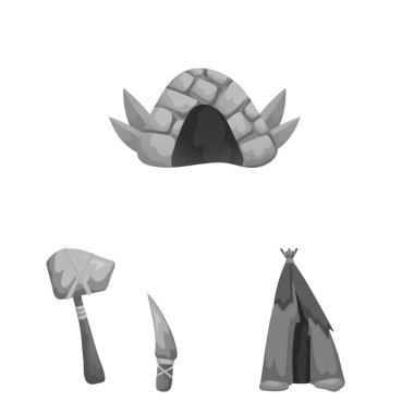 Tarih ve dönemin vektör tasarımı. Ağ için tarih ve neolitik hisse simgesi.