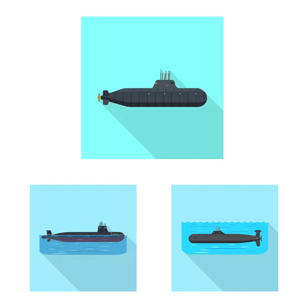 Vector illustratie van militaire en nucleaire logo. Collectie van militaire en schip voorraad symbool voor web. — Stockvector