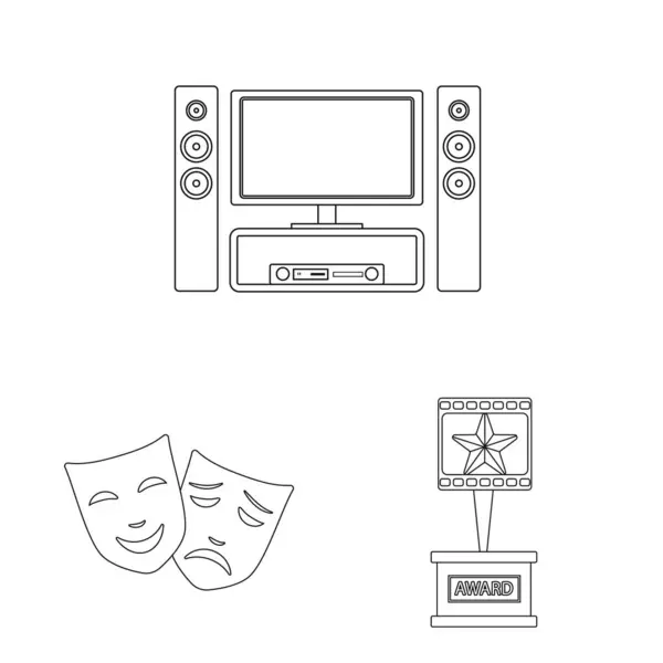 Векторный дизайн кинематографа и иконы студии. Набор векторных иллюстраций для кинематографа и развлечений . — стоковый вектор
