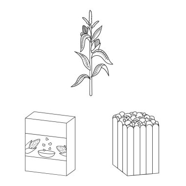 Çiftlik ve ürün simgesinin vektör çizimi. Çiftlik ve beslenme stok vektör illüstrasyon koleksiyonu.