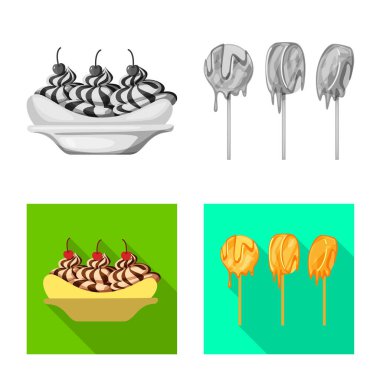 Doğal ve vejetaryen simge vektör Illustration. Doğal ve yeme hisse senedi vektör çizim seti.