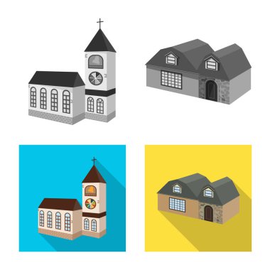 Cephe ve konut sembolü yalıtılmış nesne. Web için cephe ve altyapı hisse senedi simgesi kümesi.