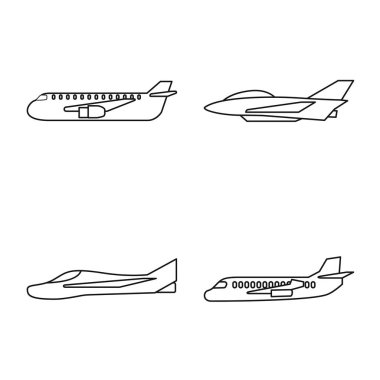 Ticari ve uçuş sembolü olan izole bir nesne. Stok için ticari ve havayolu vektör simgesi koleksiyonu.