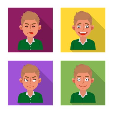 Yüz ve boy simgesinin vektör çizimi. Web için yüz ve ifade stok sembolü kümesi.