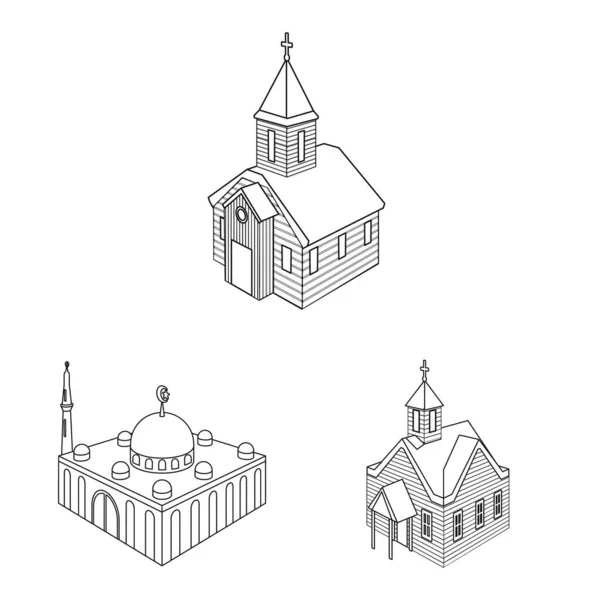 Векторное проектирование архитектуры и логотипа здания. Коллекция архитектуры и символа запасов духовенства для интернета . — стоковый вектор