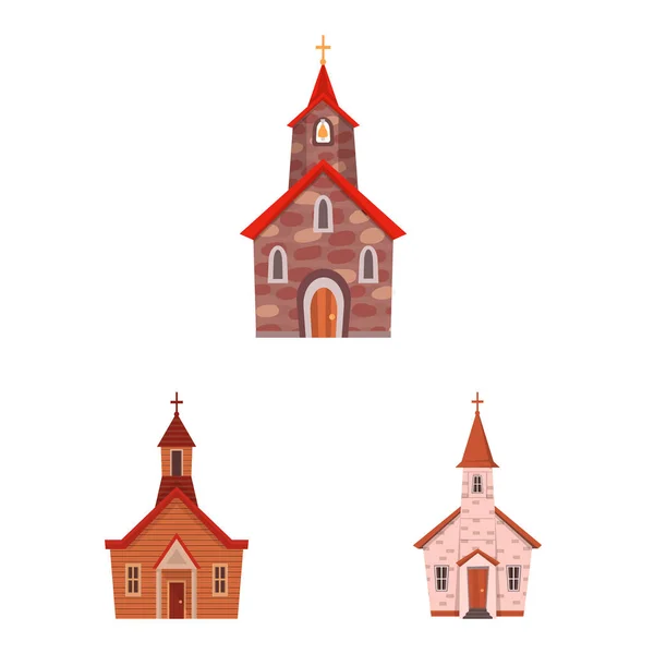 Objeto aislado de religión y logotipo del edificio. Conjunto de religión y fe símbolo de acciones para la web . — Vector de stock