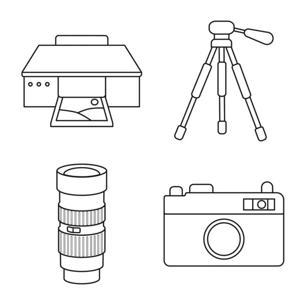 Vektori suunnittelu valokuvauksen ja laitteiden symboli. Sarja valokuvaus ja tarvikkeet vektori kuvaketta varastossa . — vektorikuva