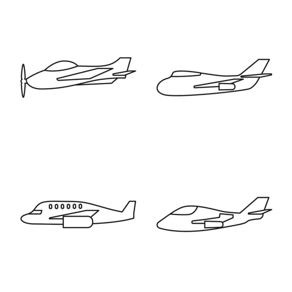 Diseño vectorial del logotipo comercial y de vuelo. Conjunto de símbolos de acciones comerciales y aéreas para web . — Archivo Imágenes Vectoriales