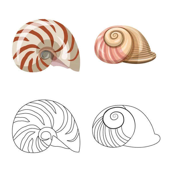Geïsoleerde object van dier en decoratie symbool. Set van dier en Oceaan vector pictogram voor voorraad. — Stockvector