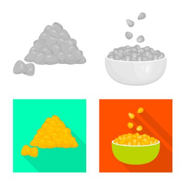 Mısır tarlası ve sebze logosu yalıtılmış nesne. Mısır tarlası ve hisse senedi için vejetaryen vektör ikon koleksiyonu.