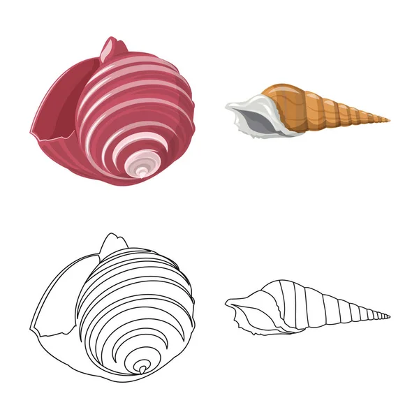 Geïsoleerde object van dier en decoratie teken. Set van dier en Oceaan vector pictogram voor voorraad. — Stockvector