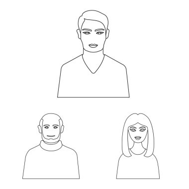 Karakter ve avatar işaretinin vektör çizimi. Web için karakter ve kişi stok sembolü koleksiyonu.