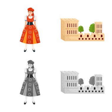 Vektör illüstrasyon ve tarihi simge. Toplama ve ülke stok vektör illüstrasyon.