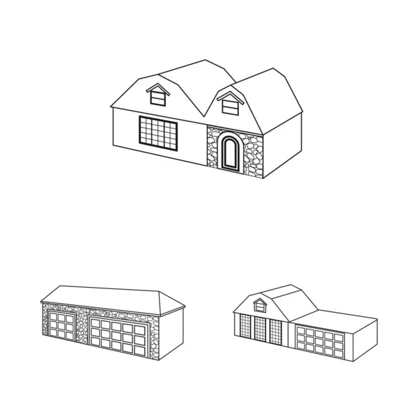 Vector illustratie van de stad en de bouw teken. Collectie van stad en onroerend goed voorraadsymbool voor web. — Stockvector