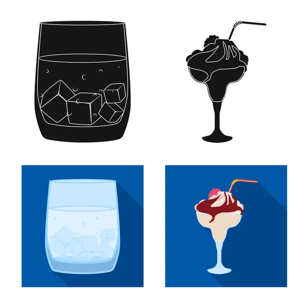 Objet isolé de l'alcool et logo du restaurant. Collection de liqueur et d'ingrédient symbole de stock pour le web . — Image vectorielle