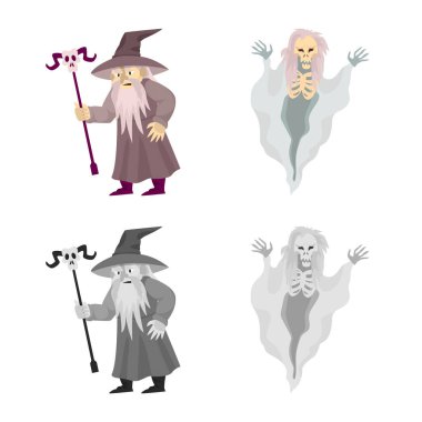 Mistik ve cehennem logosu vektör tasarımı. Stok için mistik ve şeytani vektör simgesi koleksiyonu.