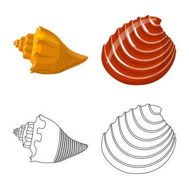 Hayvan ve dekorasyon logo vektör tasarımı. Web için hayvan ve okyanus hisse senedi simgesi kümesi.