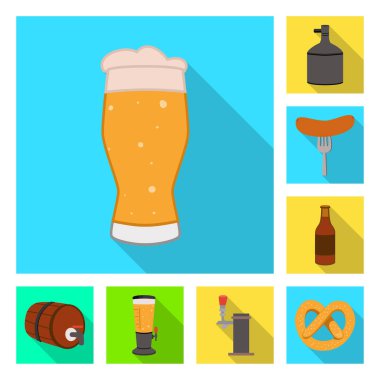 Bira ve bira simgesi vektör tasarımı. Bira ve malzeme stok vektör illüstrasyon seti.