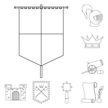Miras ve antik işareti Vektör illüstrasyon. Hisse senedi için miras ve turnuva vektör simgesi kümesi.