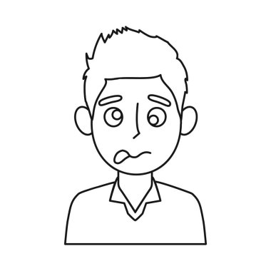 Erkeğin izole nesnesi ve kahkaha sembolü. Erkek koleksiyonu ve stok için komik vektör simgesi.