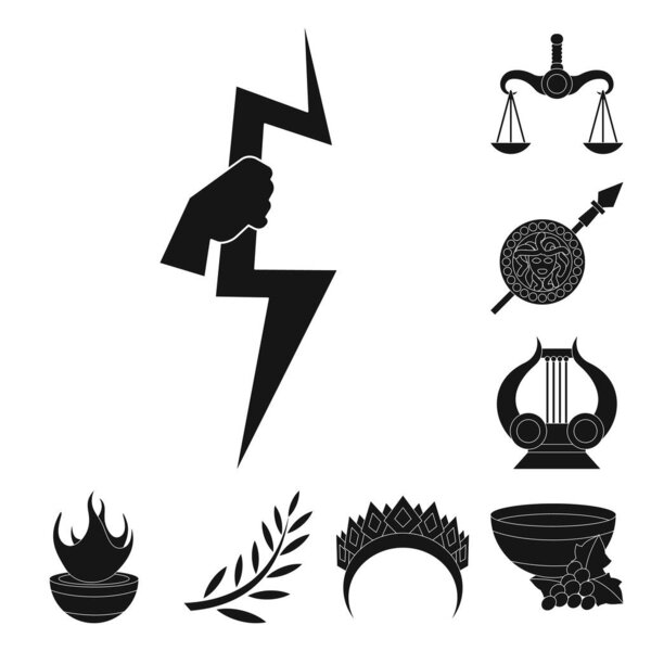 Vector design of religion and myths logo. Collection of religion and greek stock symbol for web.