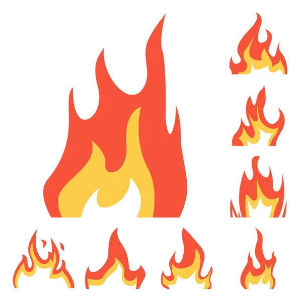 Vector illustration of fire and red logo. Collection of fire and campfire vector icon for stock. — Stok Vektör