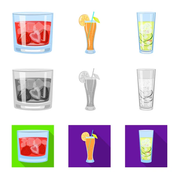 Illustrazione vettoriale dell'icona del liquore e del ristorante. Set di icona vettoriale liquore e ingrediente per magazzino . — Vettoriale Stock