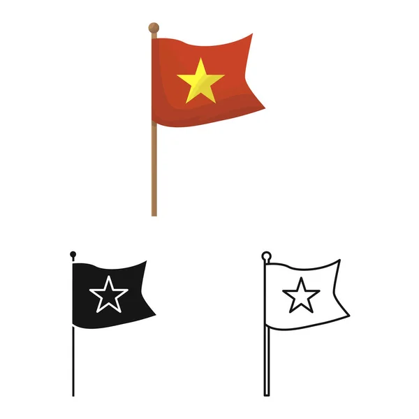 İzole edilmiş bayrak ve kırmızı sembol. Ağ için bayrak ve Vietnam hisse senedi koleksiyonu. — Stok Vektör