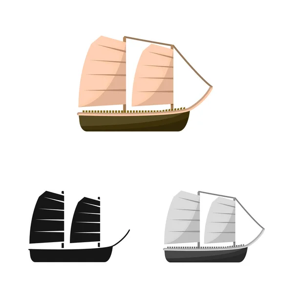 Vector ontwerp van schip en vietnamese logo. Set van schip en boot voorraad vector illustratie. — Stockvector